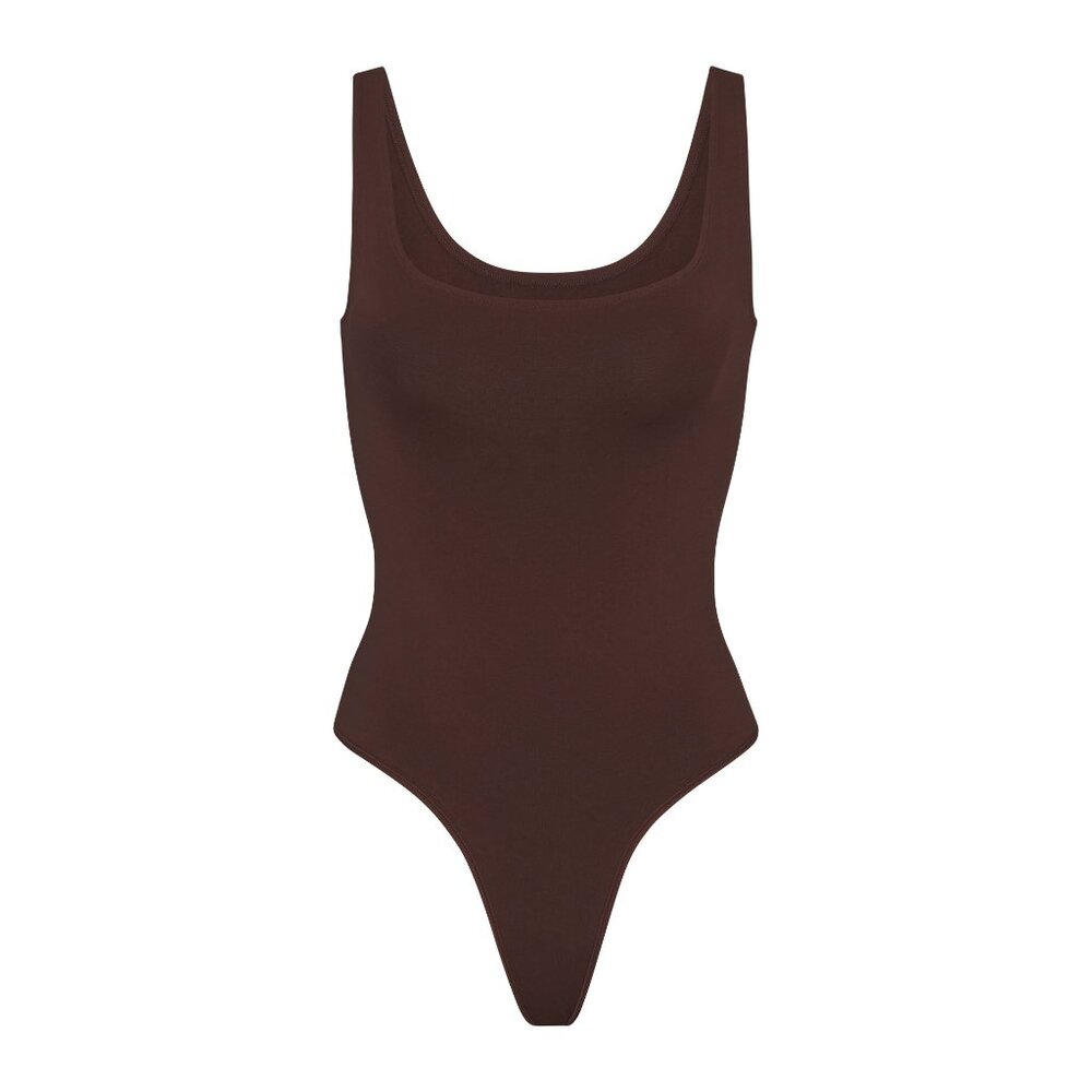 Skims Soft Smoothing Seamless Thong Bodysuit - Brown - Size Large - Picture 2 of 6